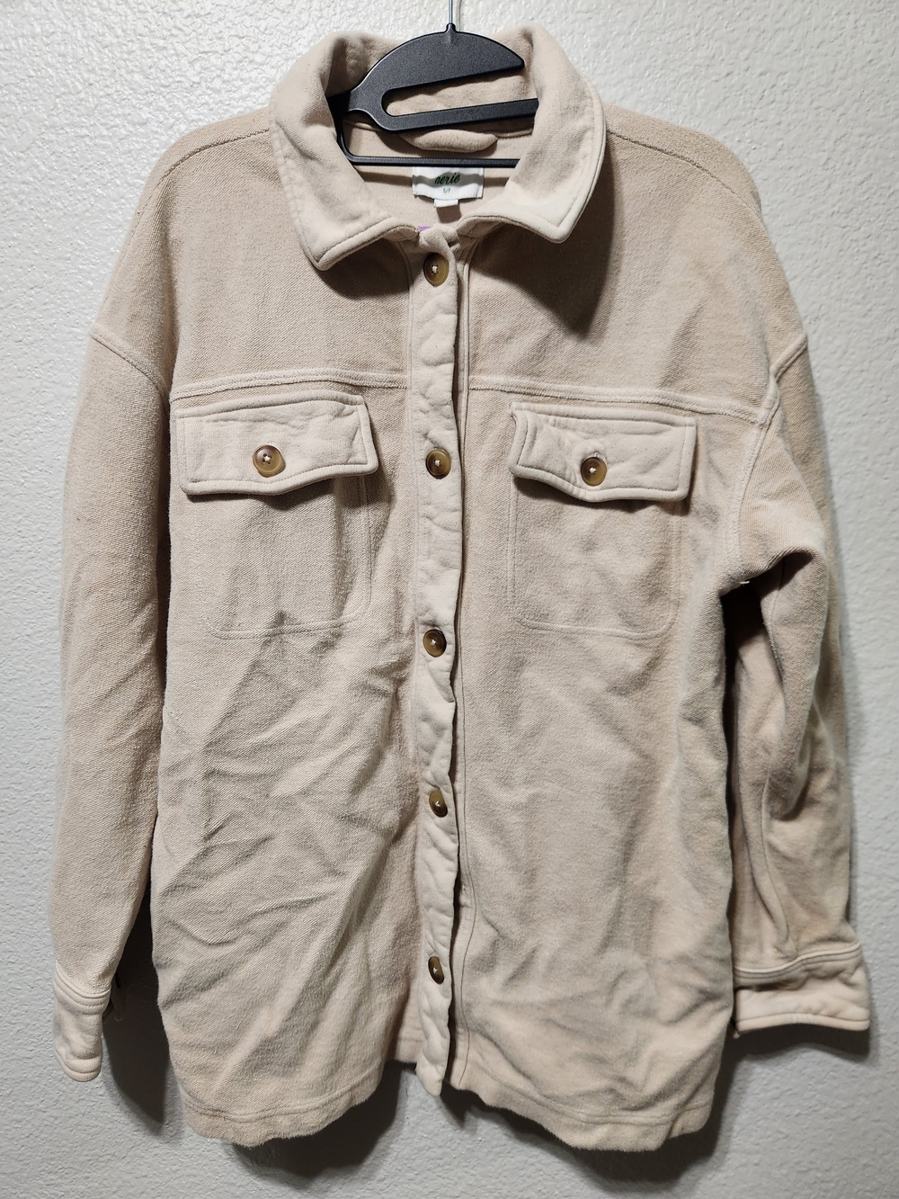 aerie Cream Teddy Button-Up Shacket